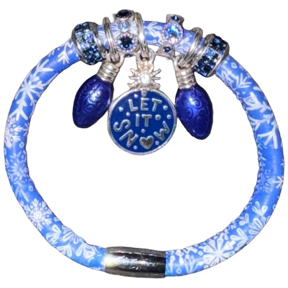 Brighton Snowflakes Woodstock leather bracelet with blue enamel charms - Picture 3 of 4